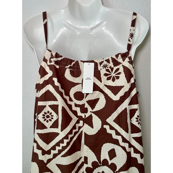 BDG NWT Eva Printed Mini Shift Dress Tiki Tropical Brown & Cream Size Small - Picture 6 of 7